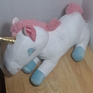 Plush Unicorn Stuffed Animal - White, Pink, Gold, and Blue